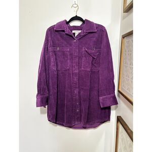 Roman's Purple Corduroy Button Up Shirt Jacket Womens Medium Vintage Style